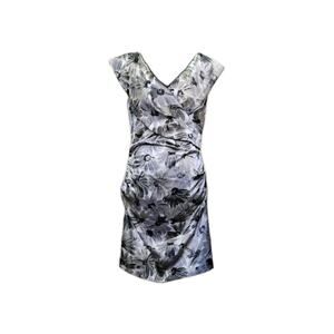 London Times Womens Size 10 Grey Satin Floral Bodycon Midi Dress